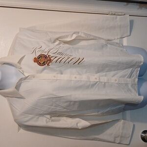 VINTAGE Ralph Lauren Cream  Embroidered Shirt. Sz. XL